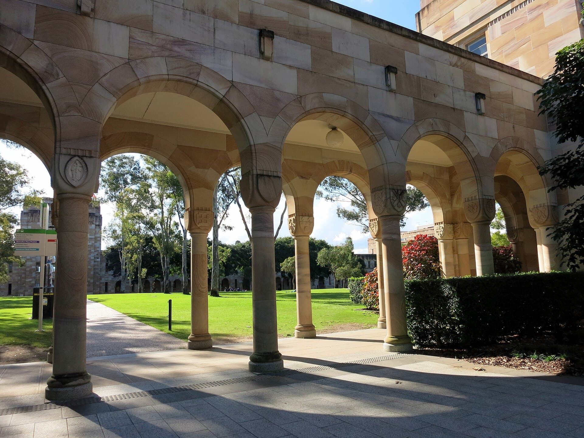 Covered walkway along the University of Queensland Great Court