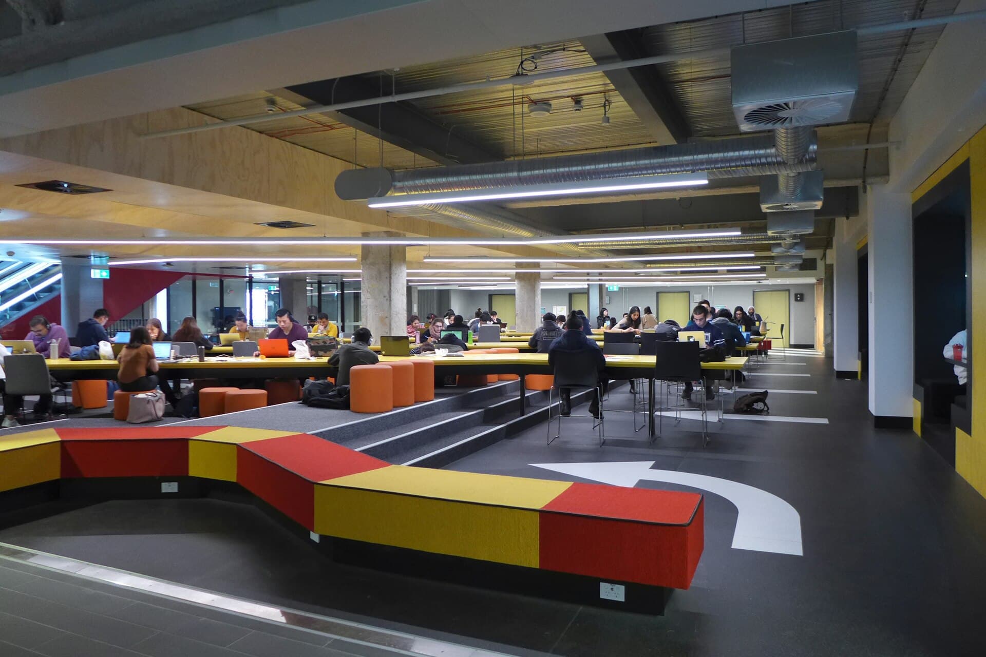 Study tables in the RMIT Swanston Library