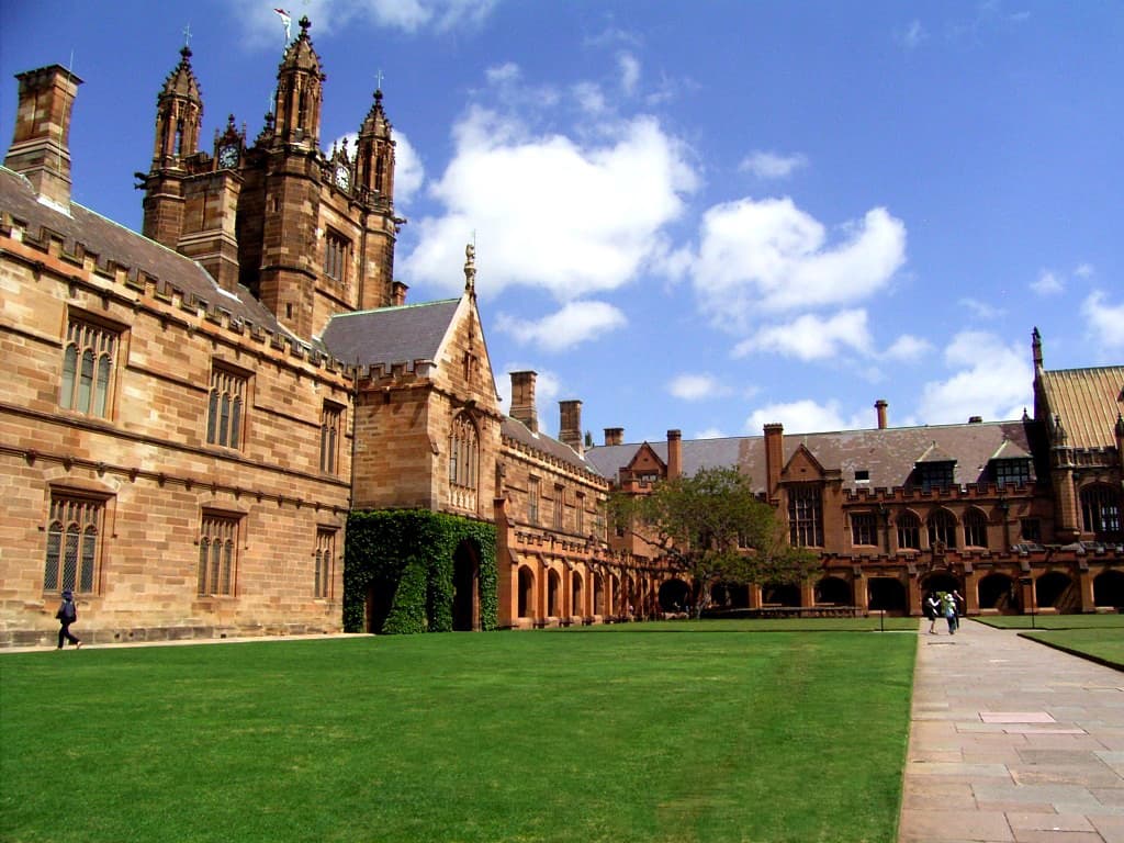 The sandstone main quadrangle at the University of Sydney