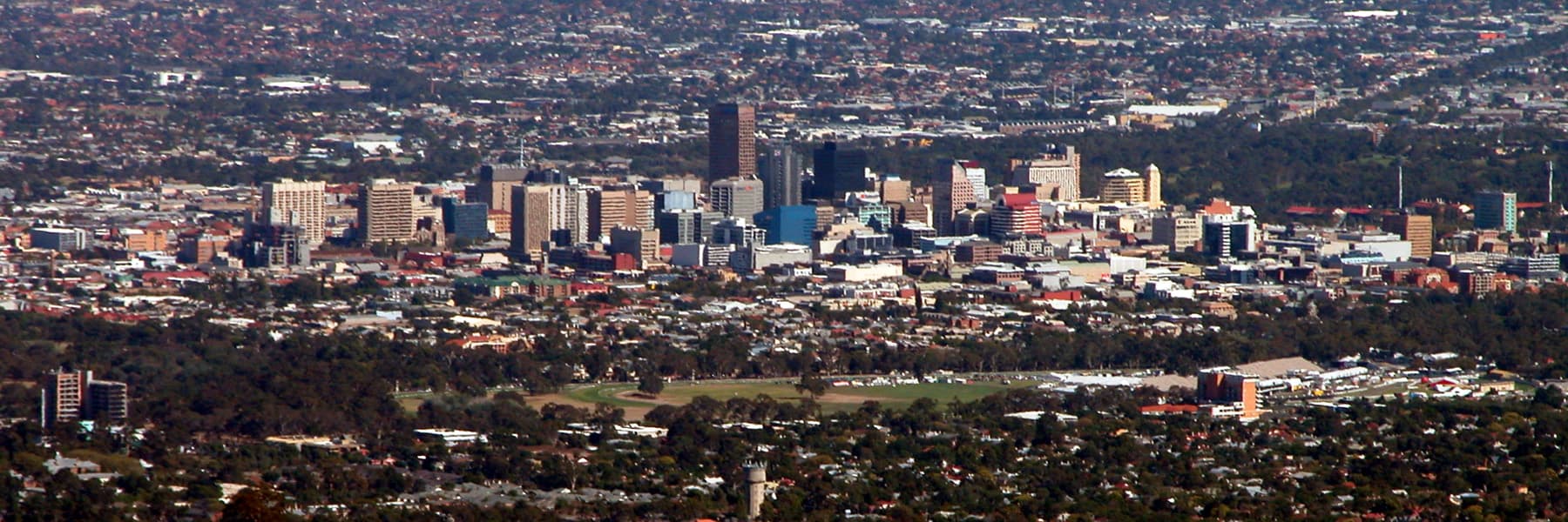 Adelaide city buildings under a wide sky